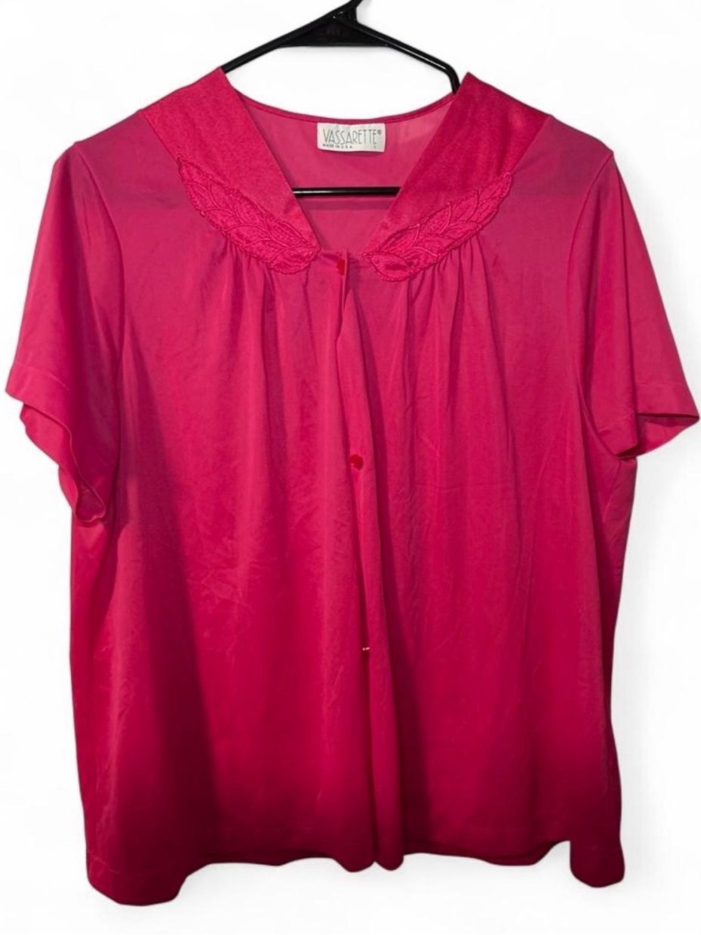 Vassarette Hot Pink Embroidered Collar Blouse